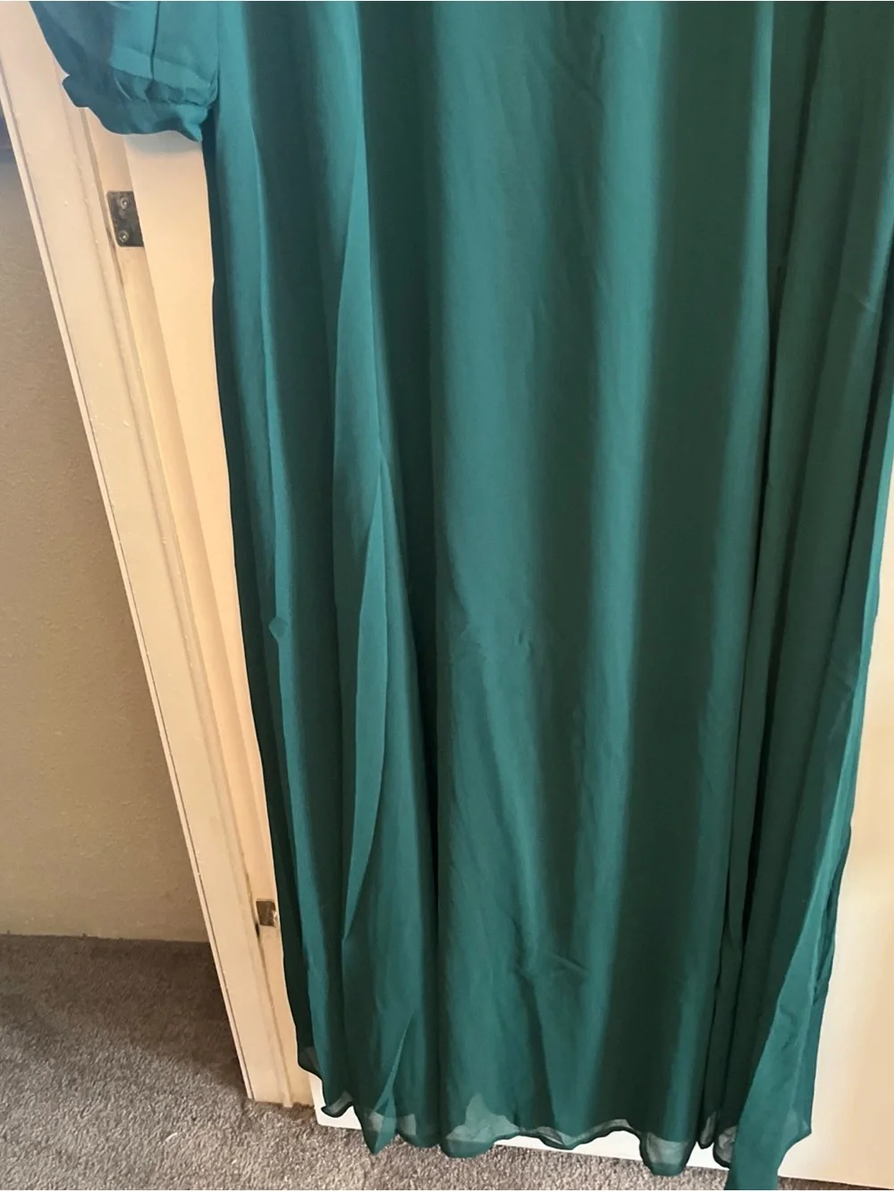 Lulu's Teal Green Long Sleeve V-Neck Maxi Dress